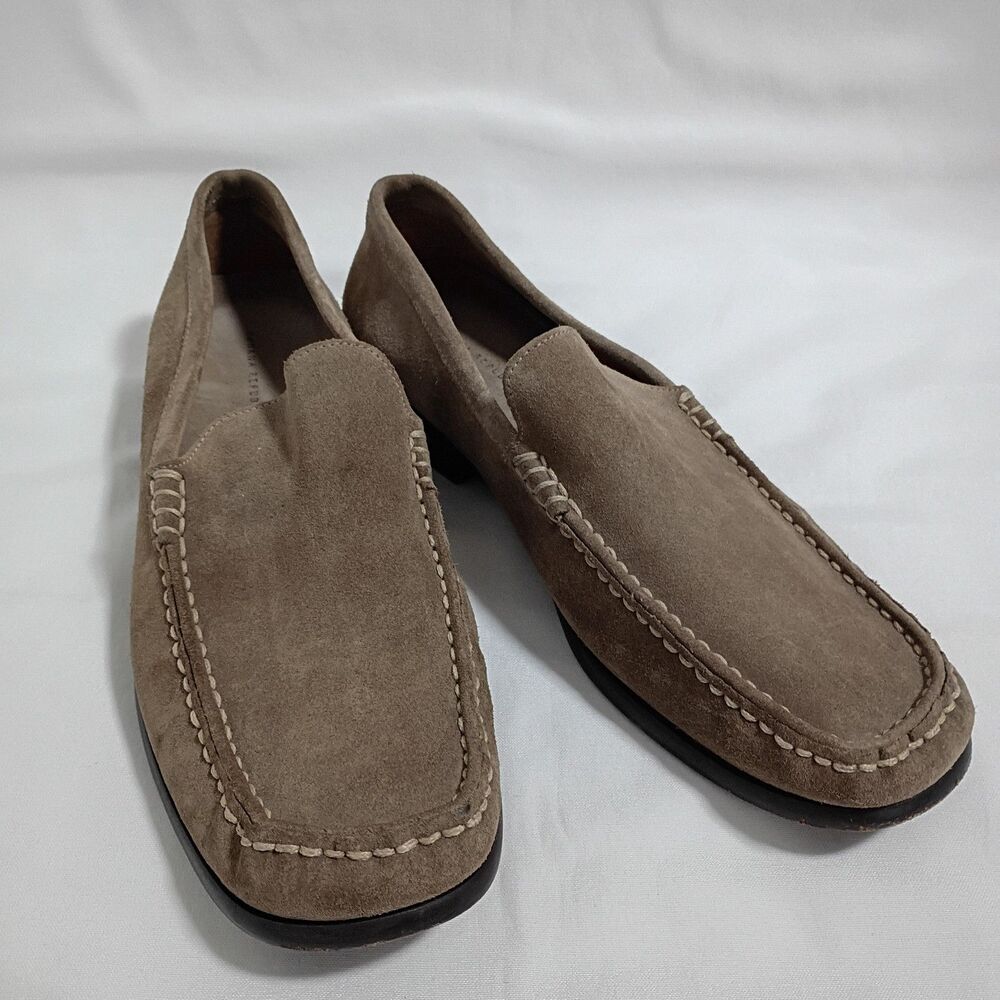 Banana Republic Italian Suede Moc Toe Slip On Loafers Stone Men’s Size 12 EUC